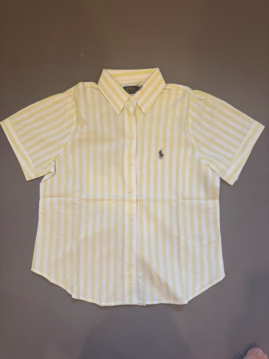 Polo Ralph Lauren Tops - Polo by Ralph Lauren Yellow and White Striped Short Sleeve Button-Down Shirt